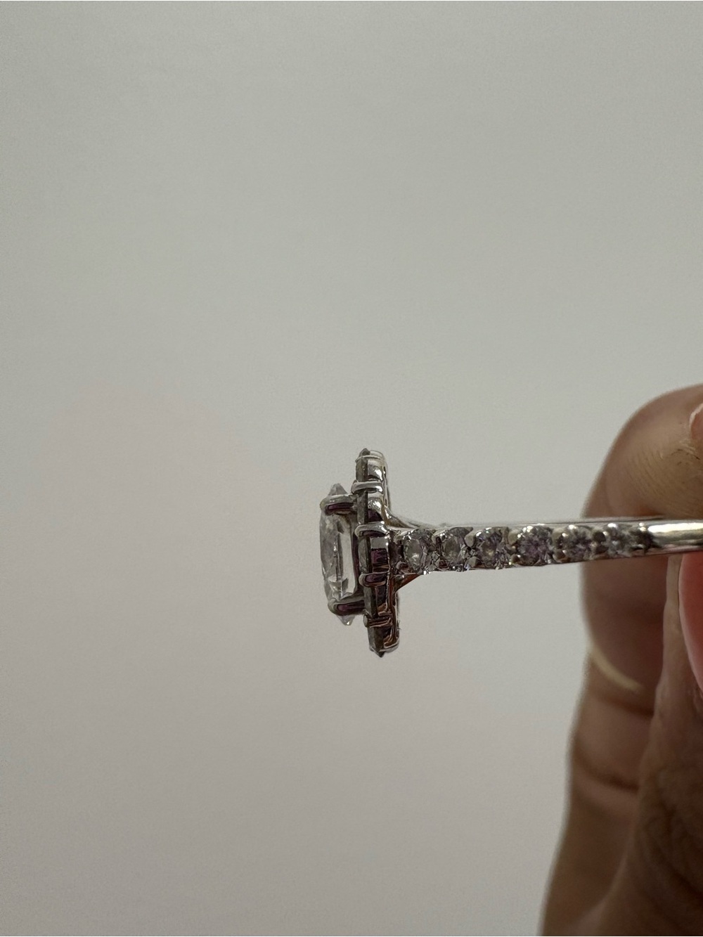 Elegant Silver Lab Diamond Engagement Ring - Picture 7 of 13